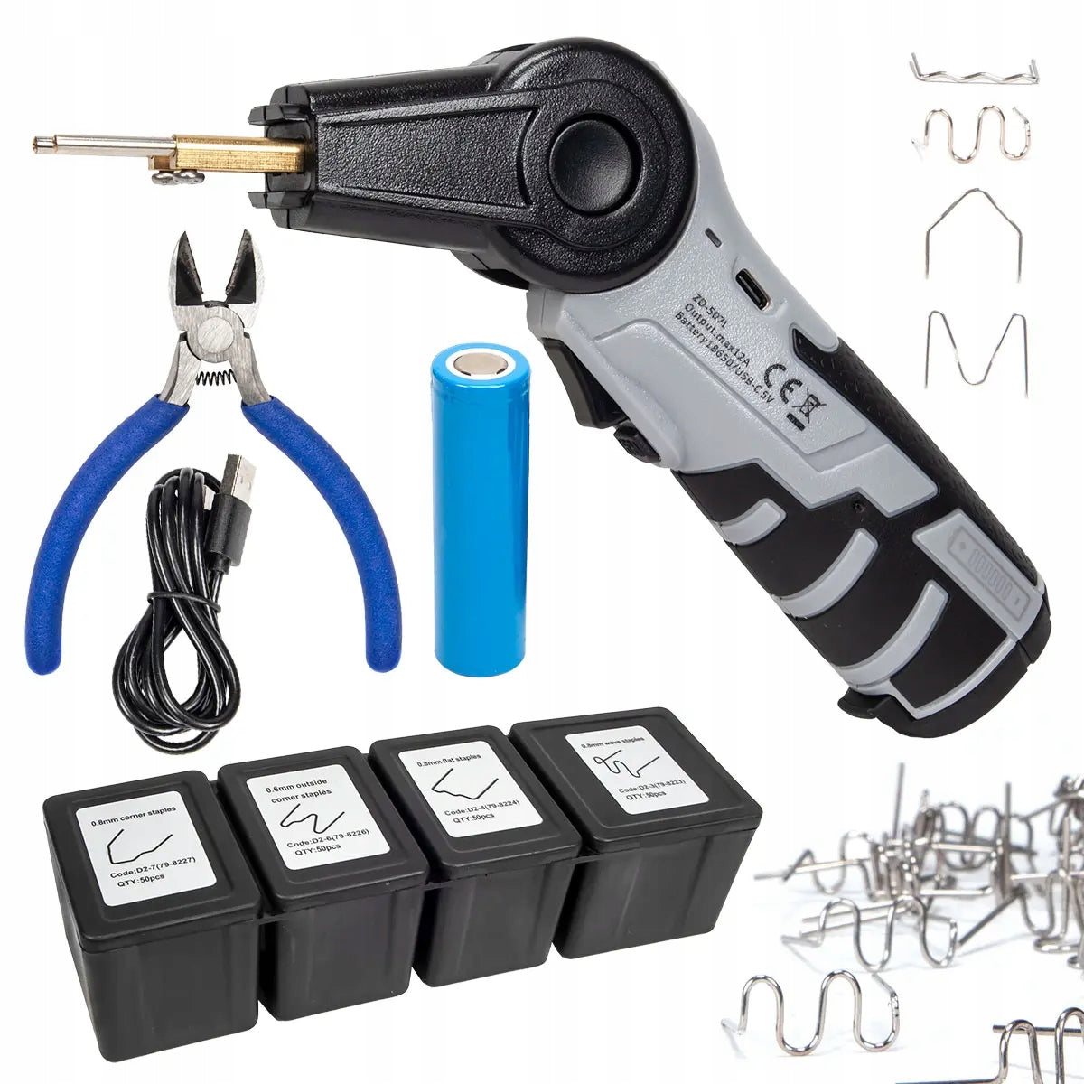 Plastic welding machine with rotating head + 200 USB-C 5V staples ZD-507L