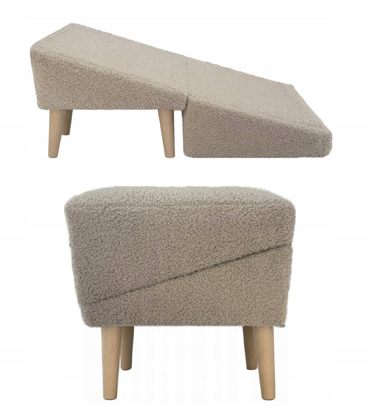 Platform Pouf 2in1 dog and cat ramp LAMB BOUCLE CAPUCINO POLISH PRODUCT