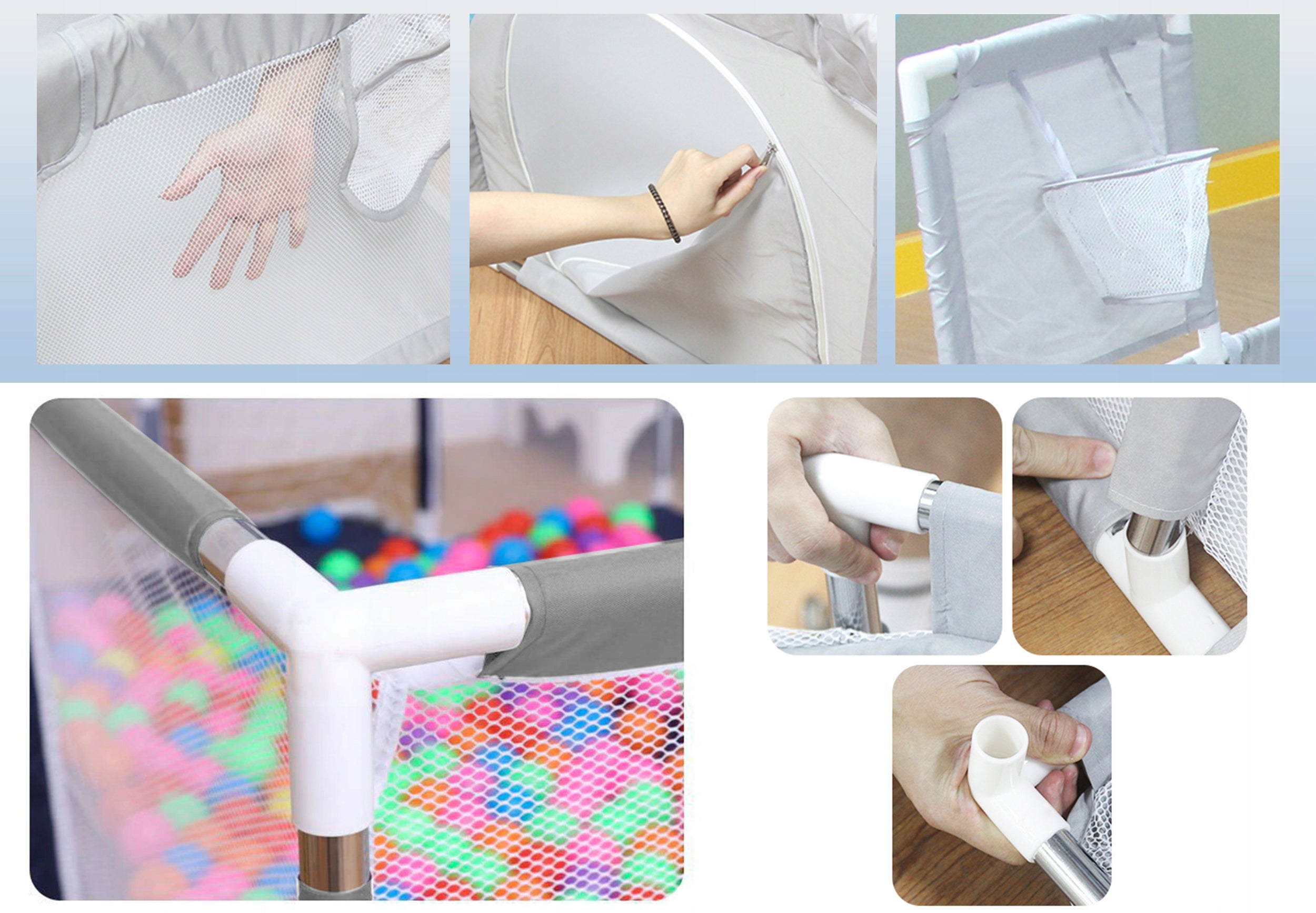 Playpen Dry Pool Square Toys XXL For Children Large 230x122 With Basket And Goal Brand Gotel