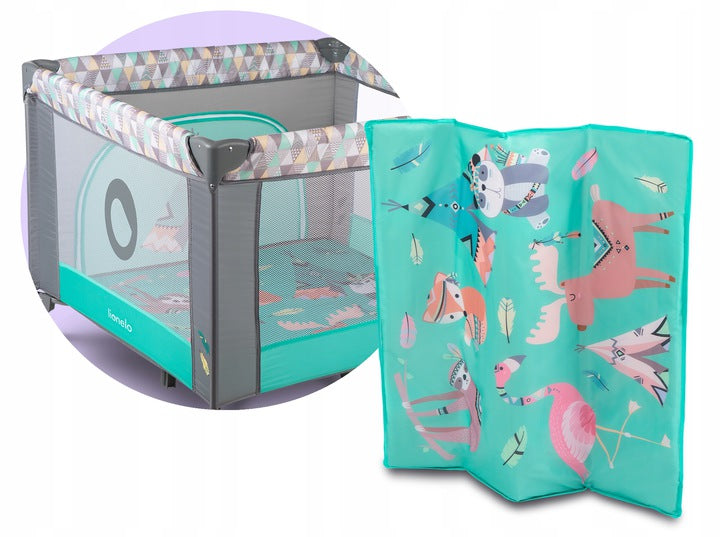 Playpen Lionelo cot Lionelo Lene Green Turquoise 100 x 100 cm Brand Lionelo