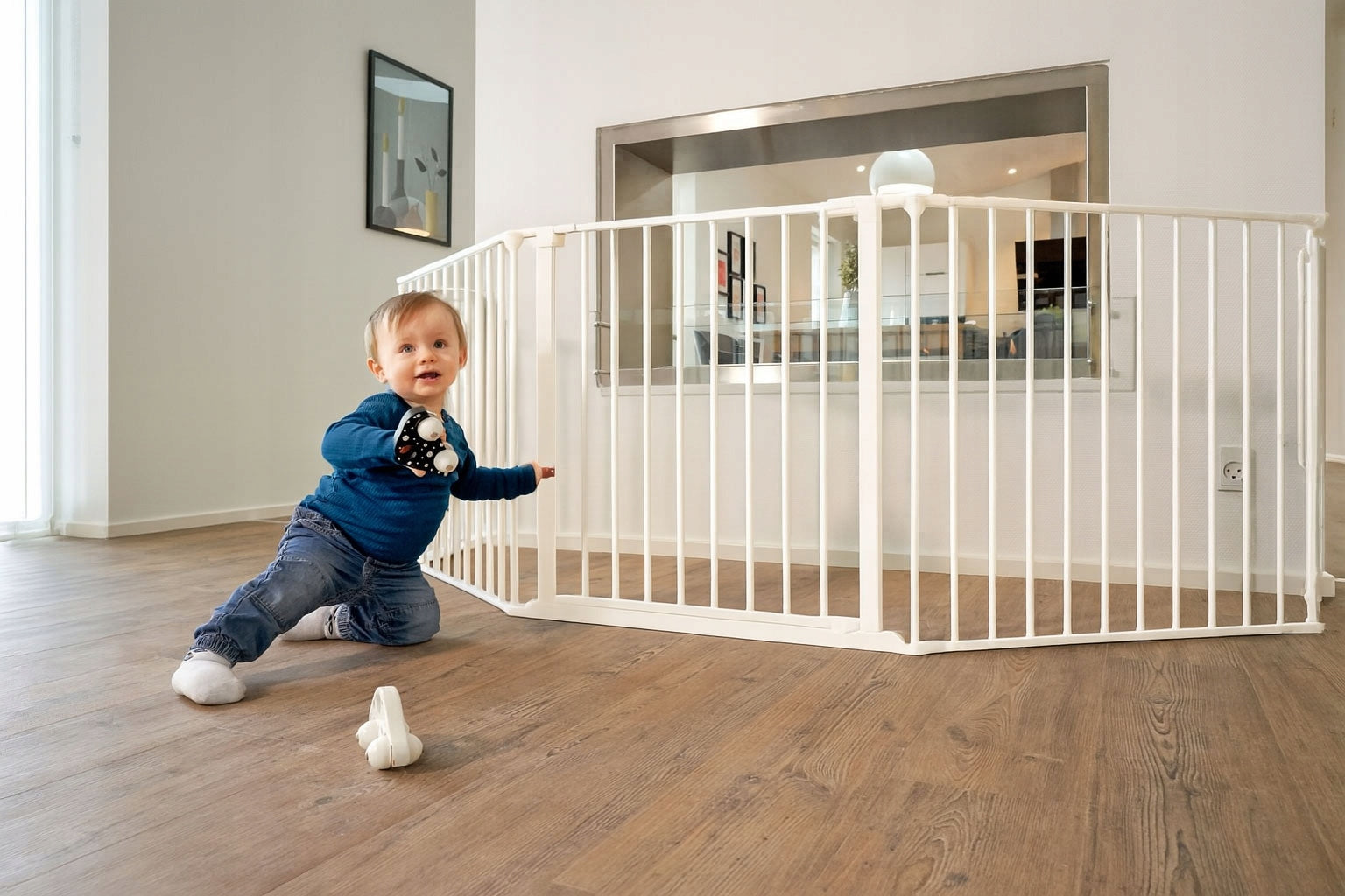 Playpen Protective Barrier ECOTOYS 5 Panels 60cm Metal White for Children Animal Brand Ecotoys