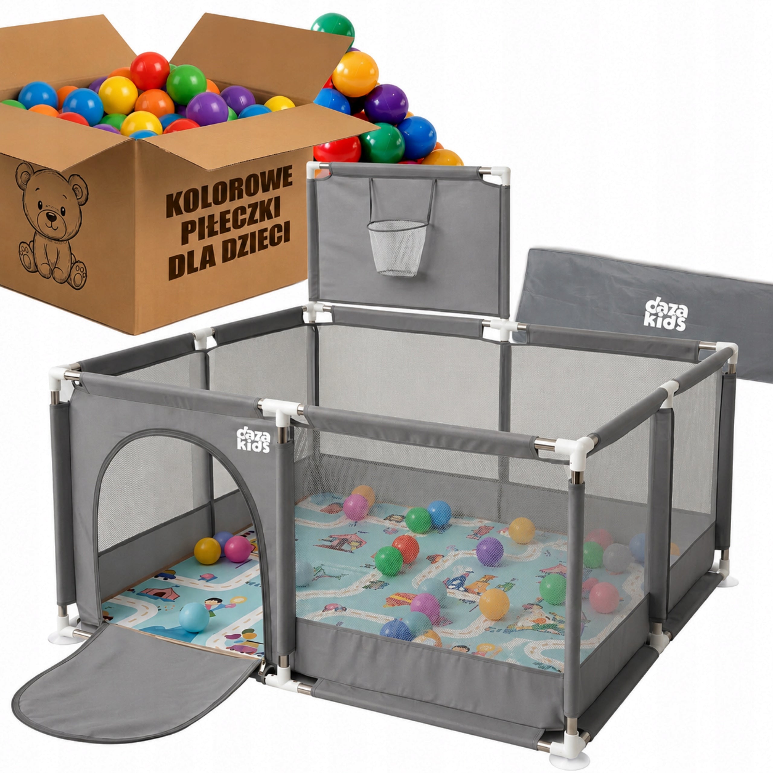 Playpen for Children with Mat 126x126cm Folding Playpen for Children with Balls