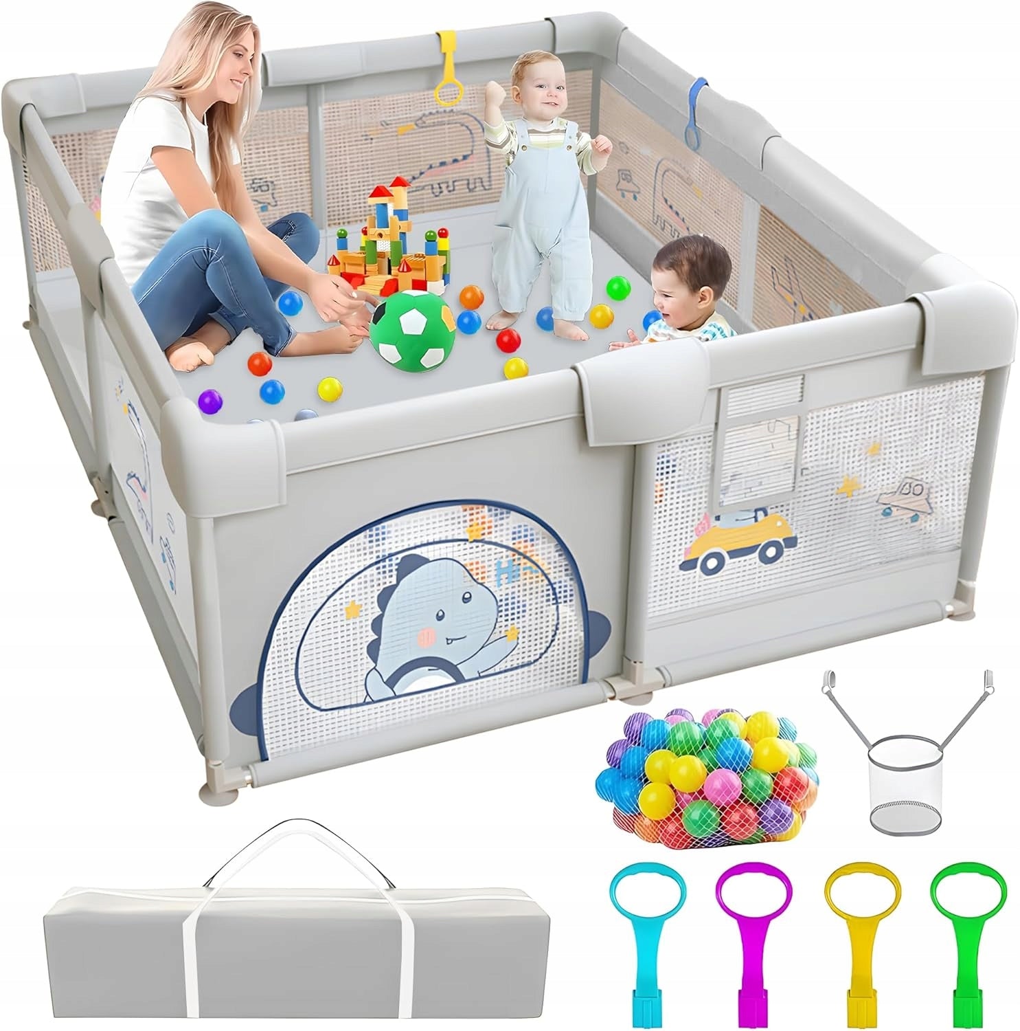 Playpen for babies multicolor 180x200 cm with cover