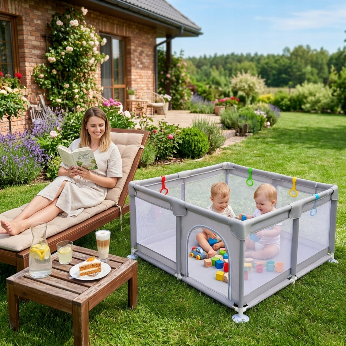 Playpen for children Dry pool, square toys 130x130 cm bag cover handles Brand Active Hobby