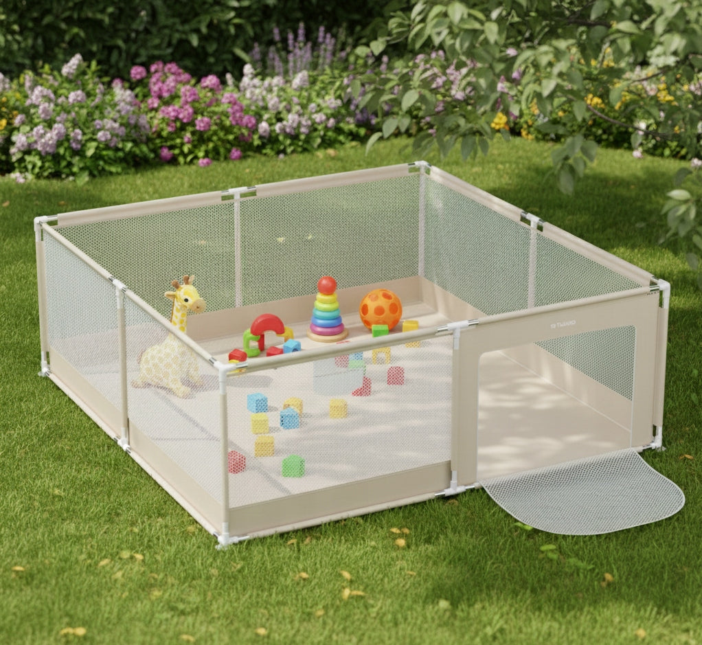Playpen for children TULANO beige folding dry pool square toys 180x200 cm Manufacturer code TN-COZY 28 BEIGE