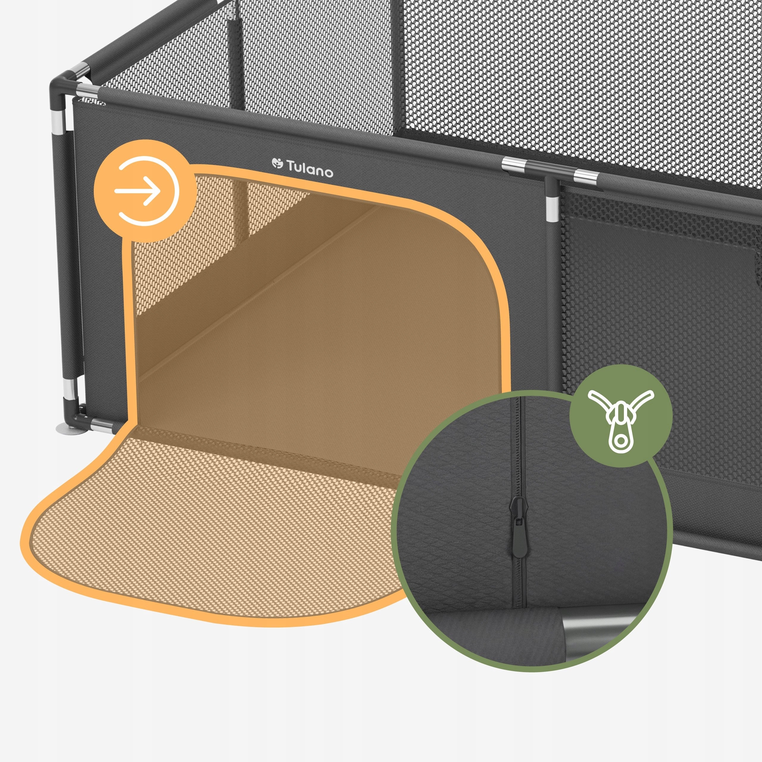 Playpen for children TULANO grey folding dry pool square toys 180x120 cm Manufacturer code TN-COZY 22 GRAPHITE