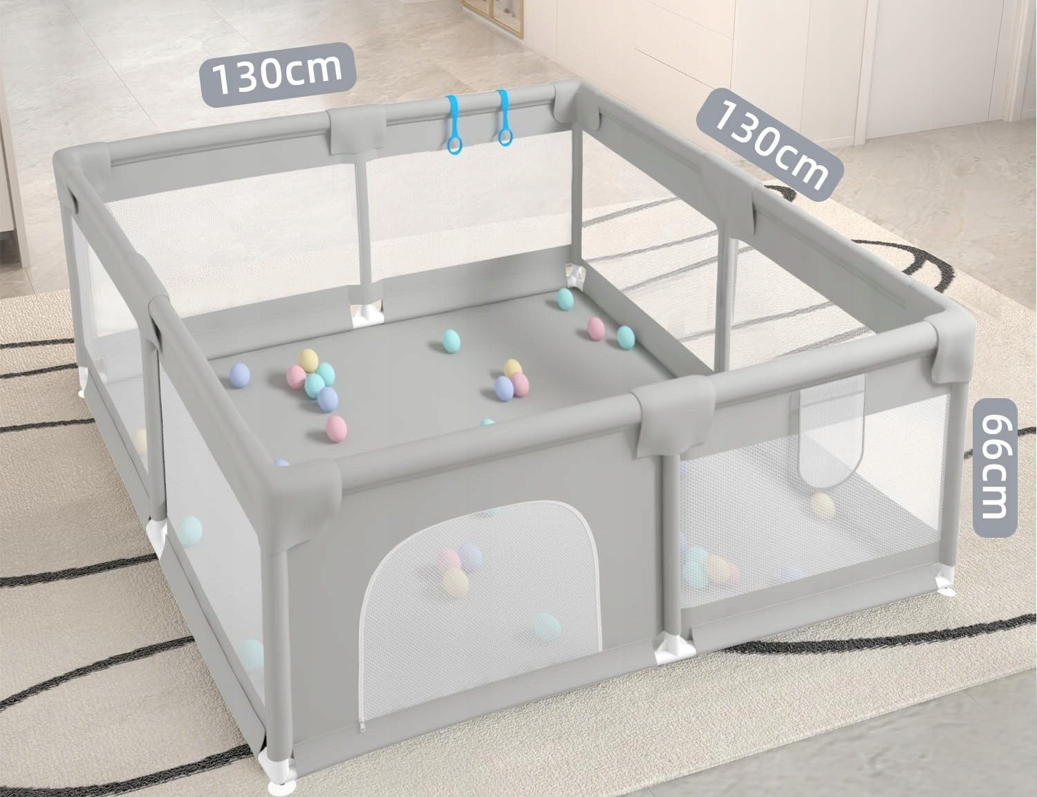 Playpen for children, infants Square toys, Dry pool 130x130 + ball holders Manufacturer code SHOPEK20 Kojec suchy basen dla dzieci 130cm