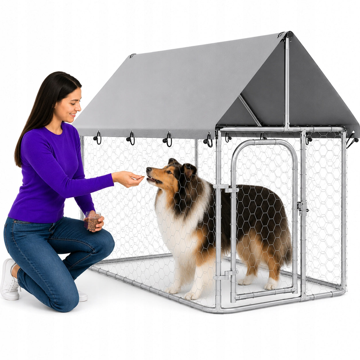 Playpen for dog with roof, 200 x 100 x 150 cm