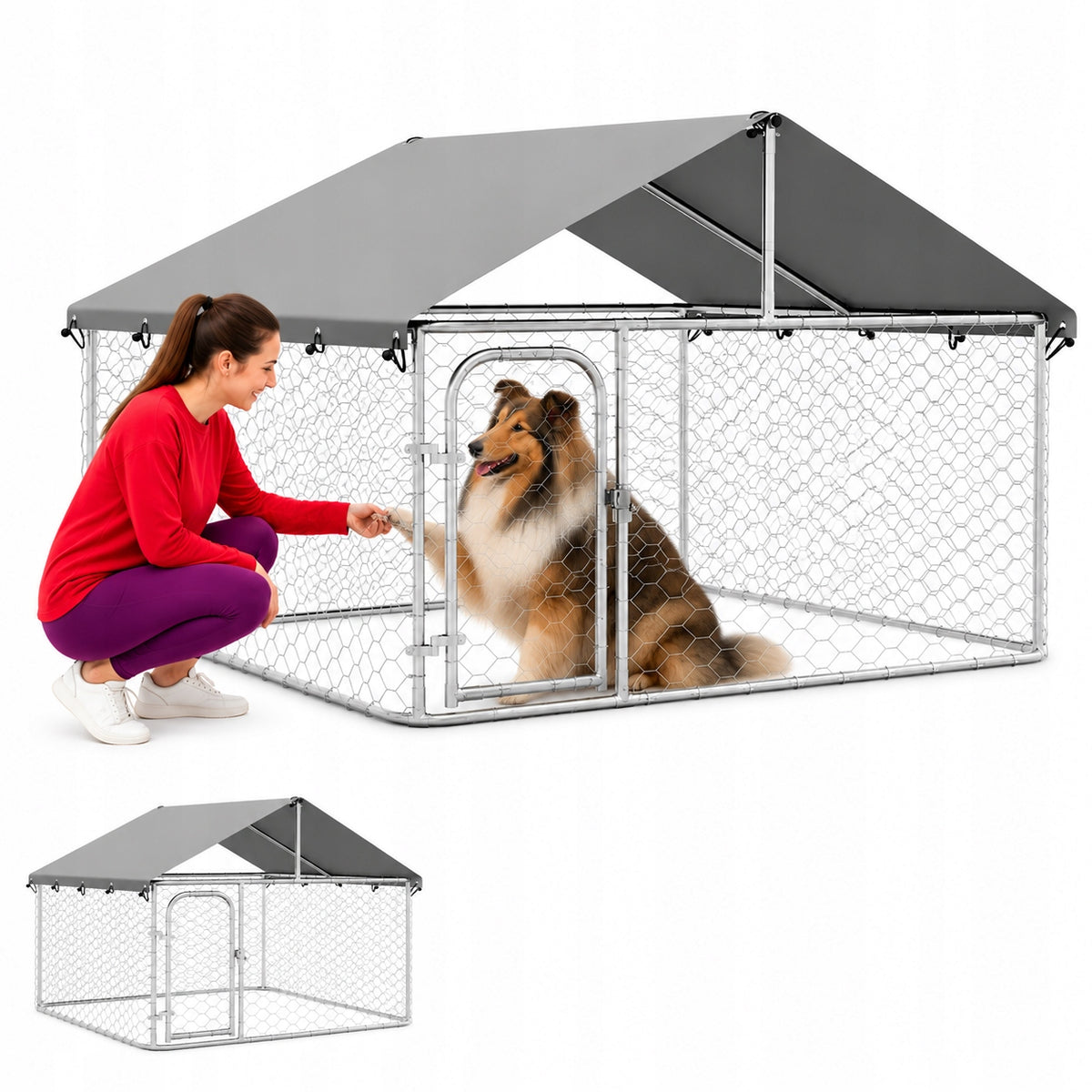 Playpen for dog with roof, 200 x 200 x 150 cm