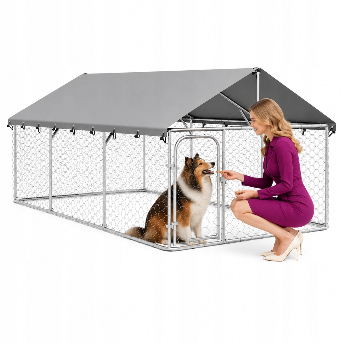 Playpen with roof for dog, 400x200x150 cm
