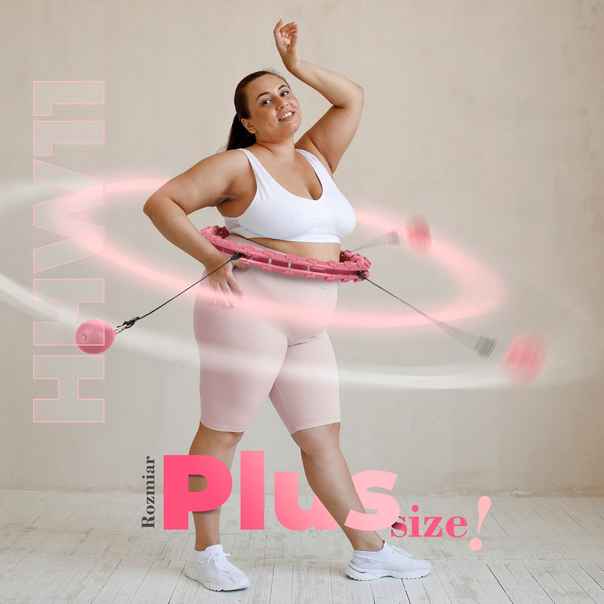 Plus size hula hoop with projections and weight HMS HHW11 light pink Brand HMS