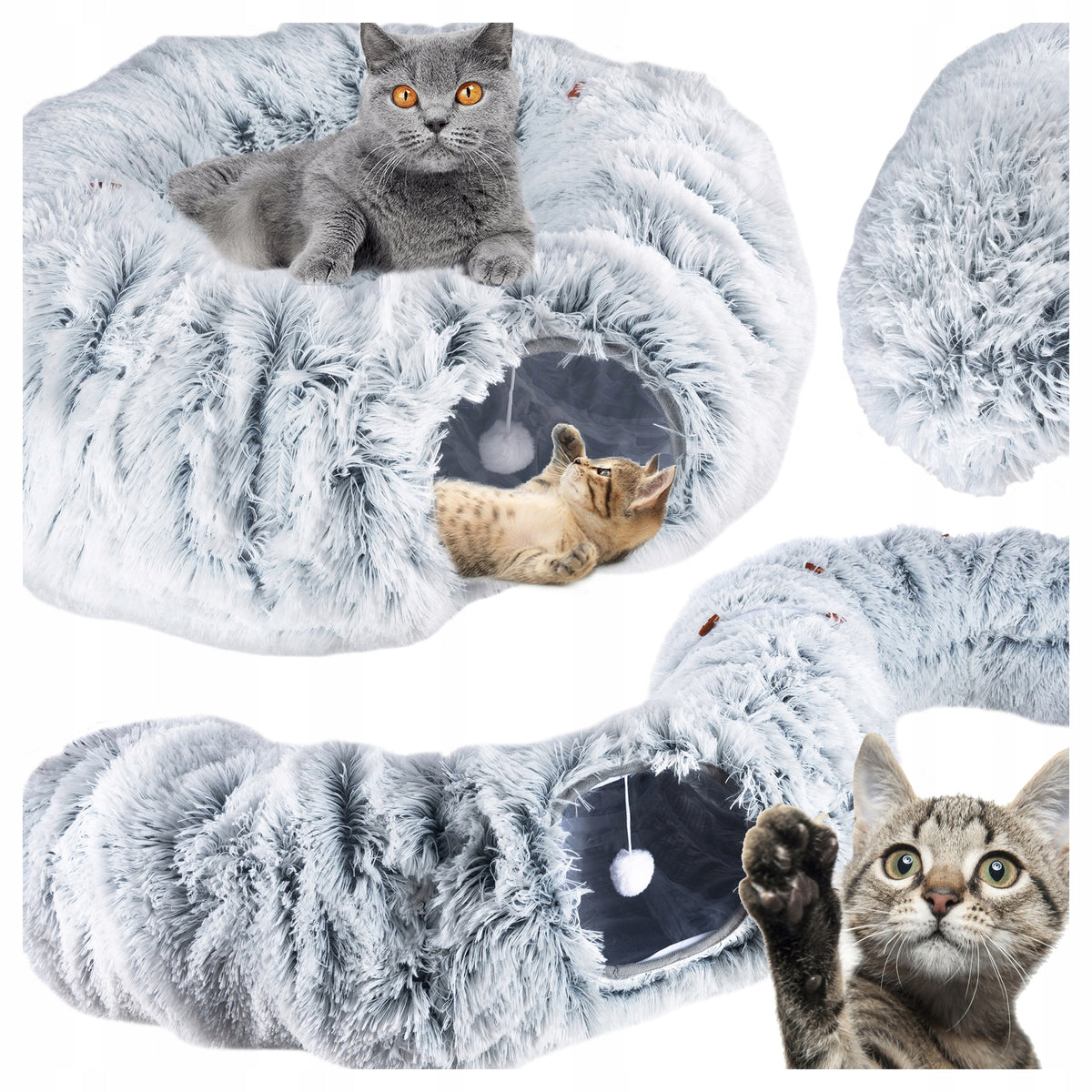 Plush Bed Dog Cat Pillow Soft Tunnel Cottage Toy 4in1
