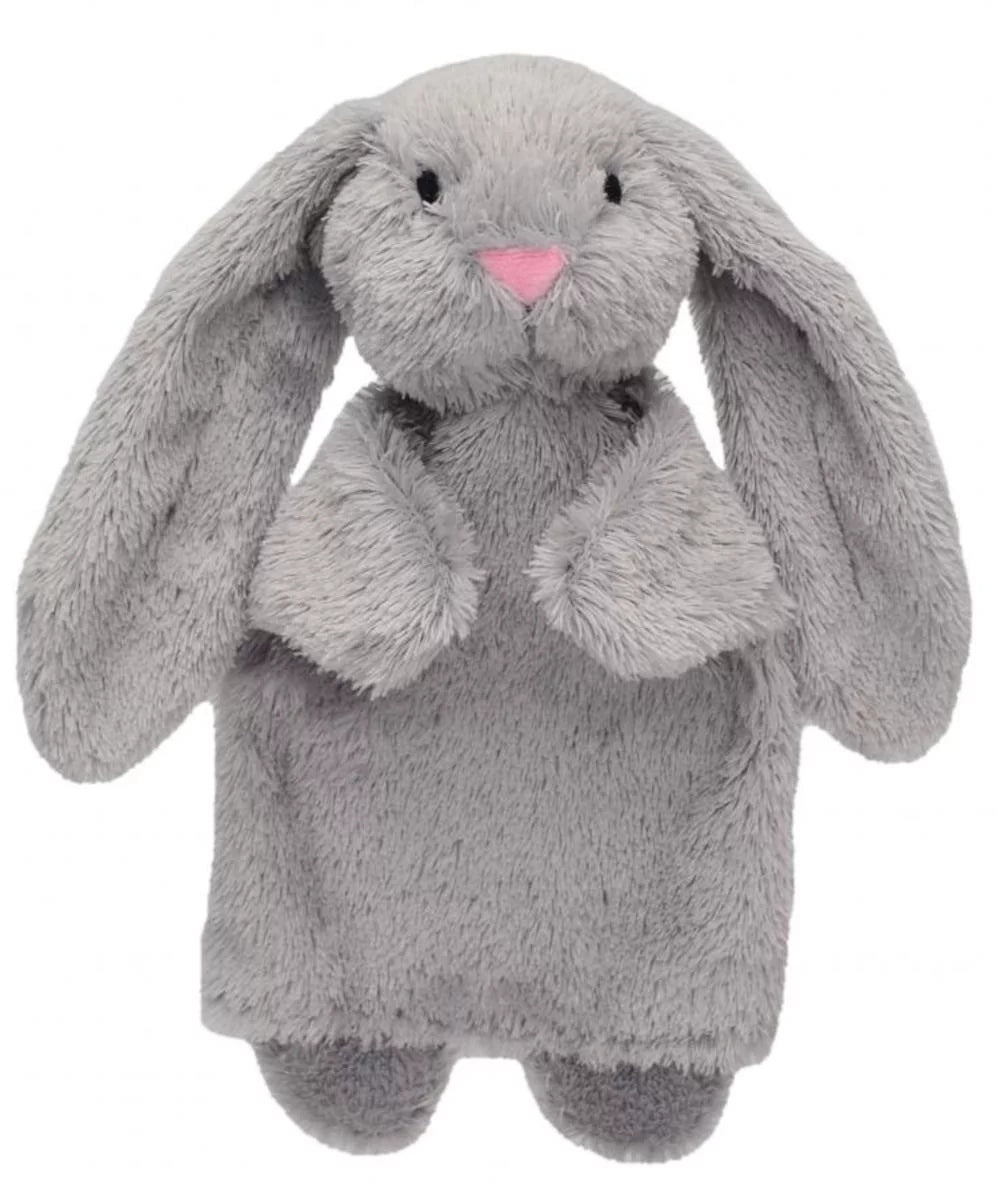 Plush Hand Puppet Grey Baby Bunny from Birth