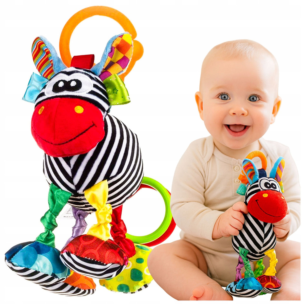 Plush Pendant for Car Seat Stroller and Sensory Contrast Bed 0m+