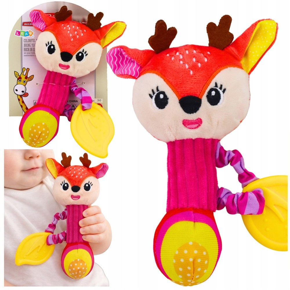 Plush Rattle DEER TEETHER SQUEAKER Gift for Baby 0m+
