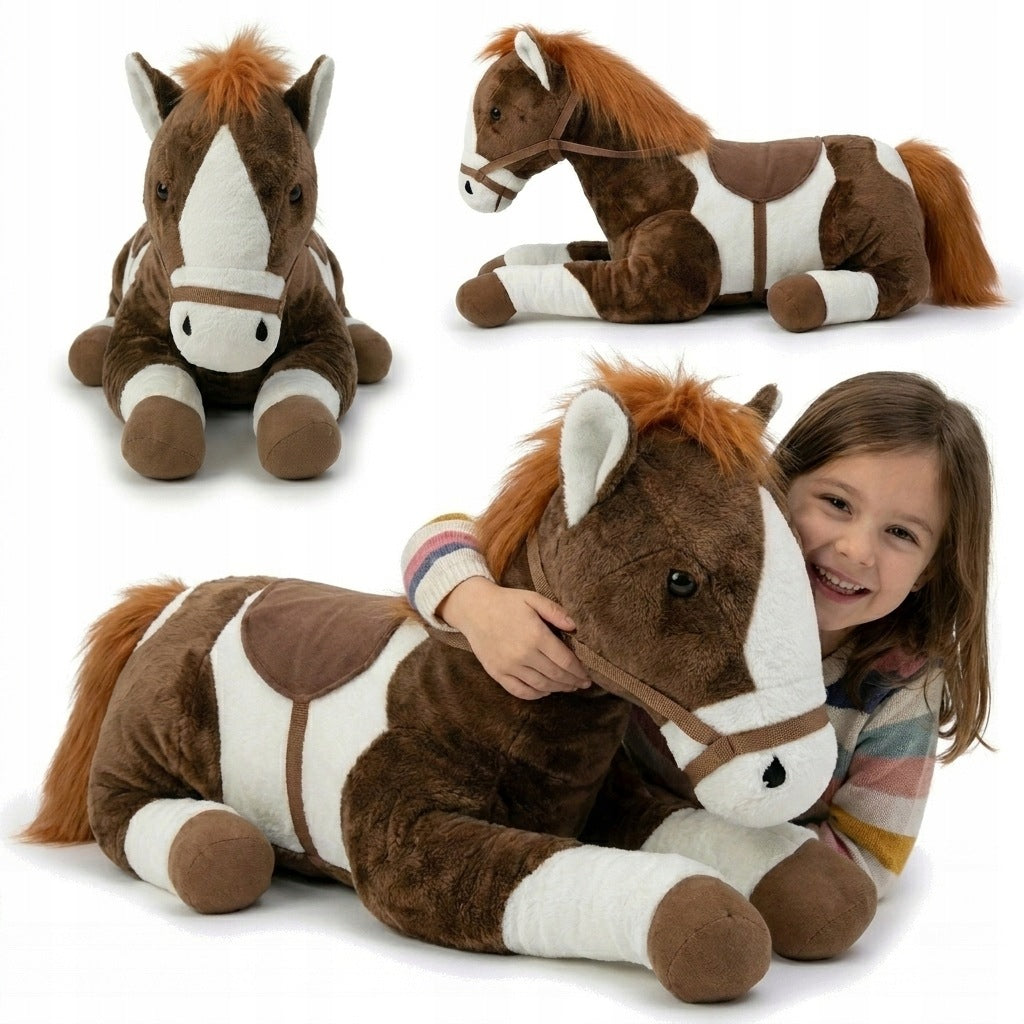 Plush Toy Horse Large Plush Pooh Brown and White Hugging Gift 50 Cm