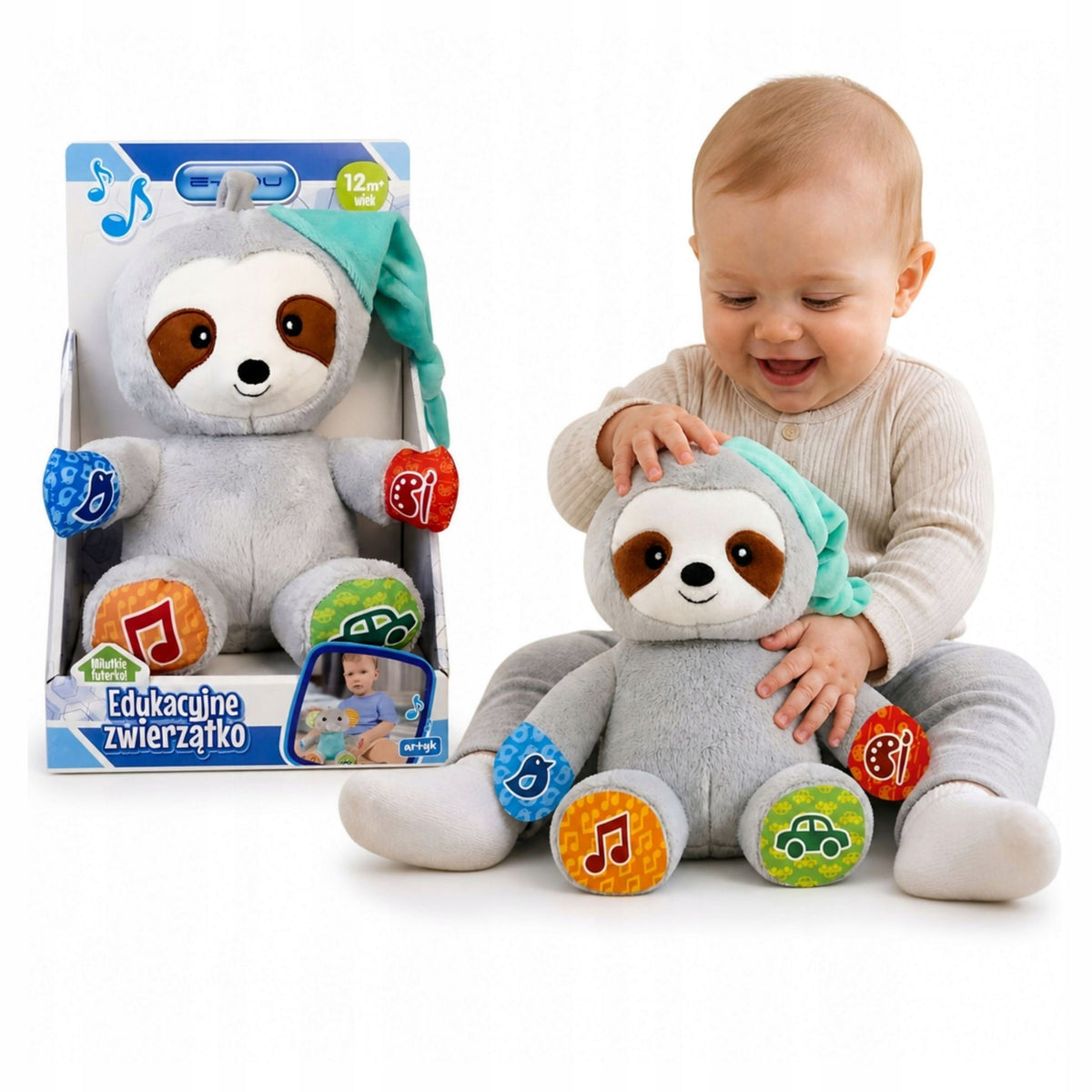 Plush Toy interactive sloth sings in Polish teaches color numbers 12 m + Packaging status original