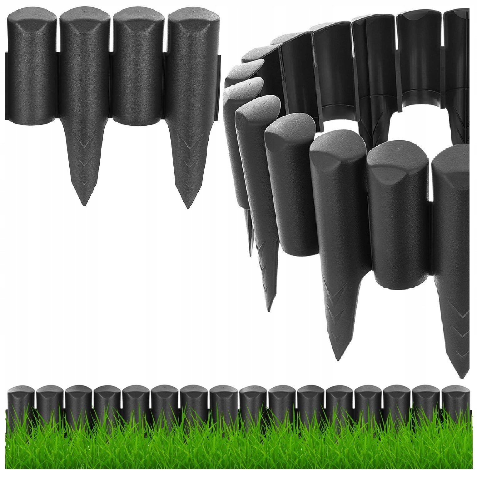 Poland SOLID GARDEN PALISADE GARDEN LAWN EDGING - ANTHRACITE Packaging status original