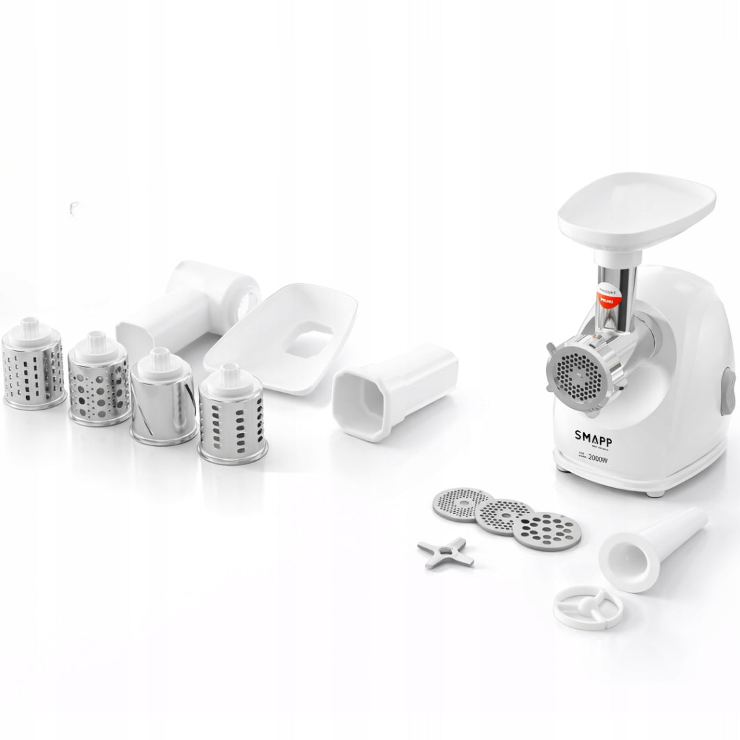 Poland meat grinder with shredder SMAPP 489.81+4 additional accessories Dominant color white