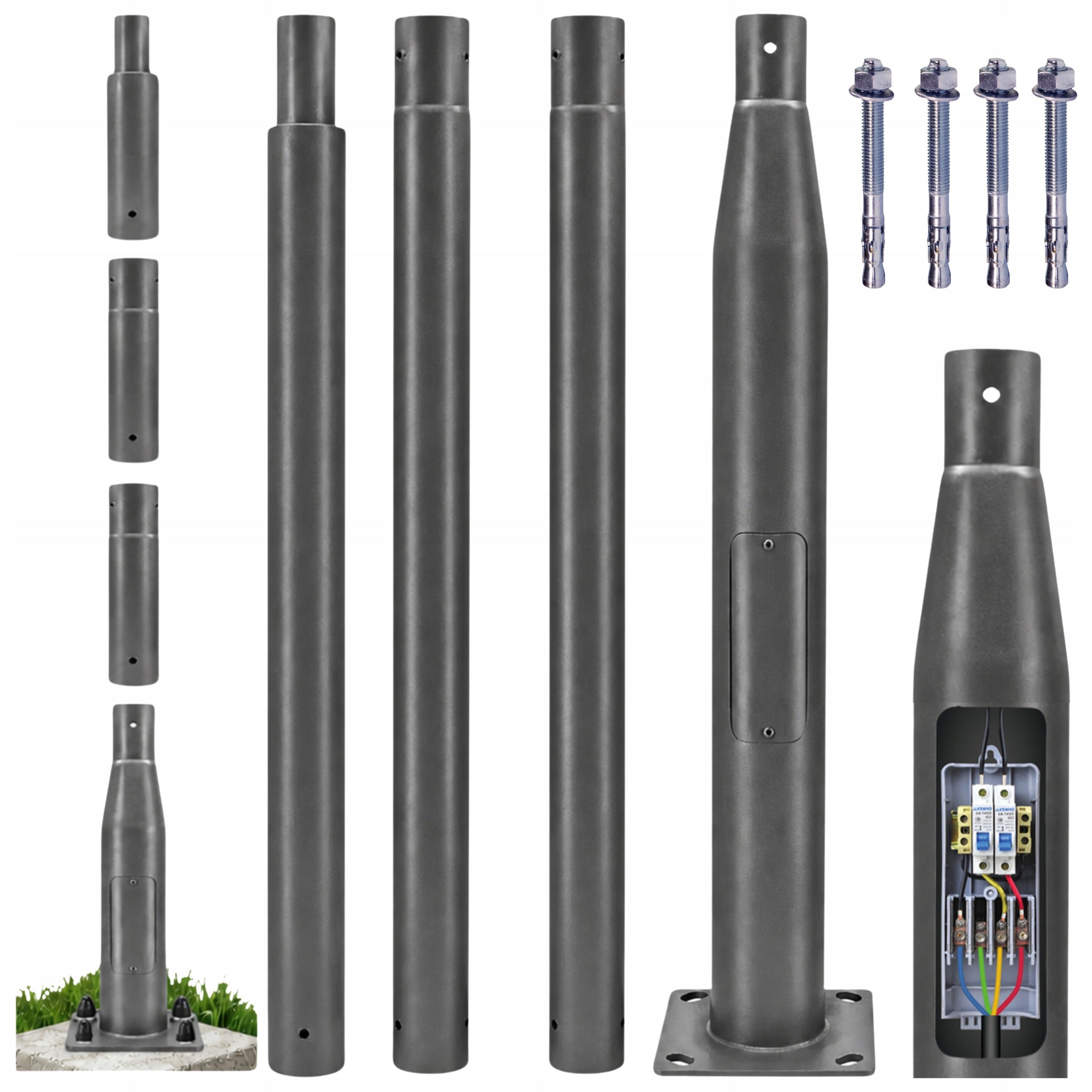 Pole Road Lighting Mast For Solar Camera Lamp 76mm 4m THICK STEEL