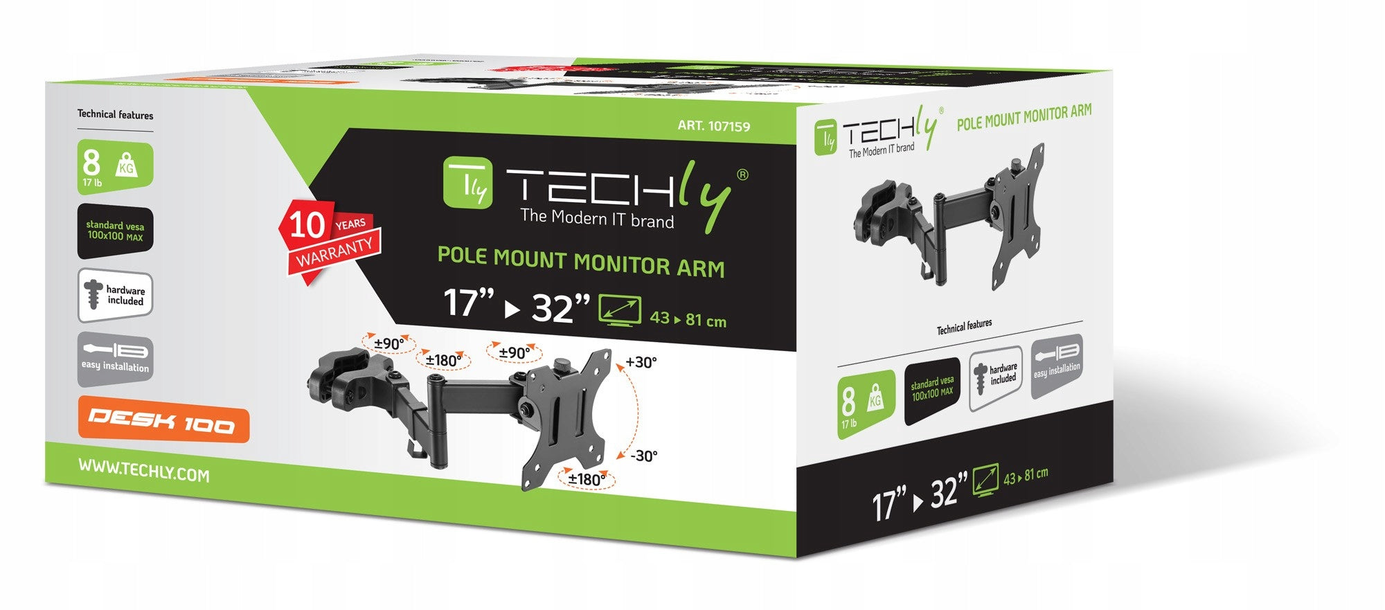 Pole holder Techly 17 -32 , 8kg articulated Model ICA-LCD 110BK