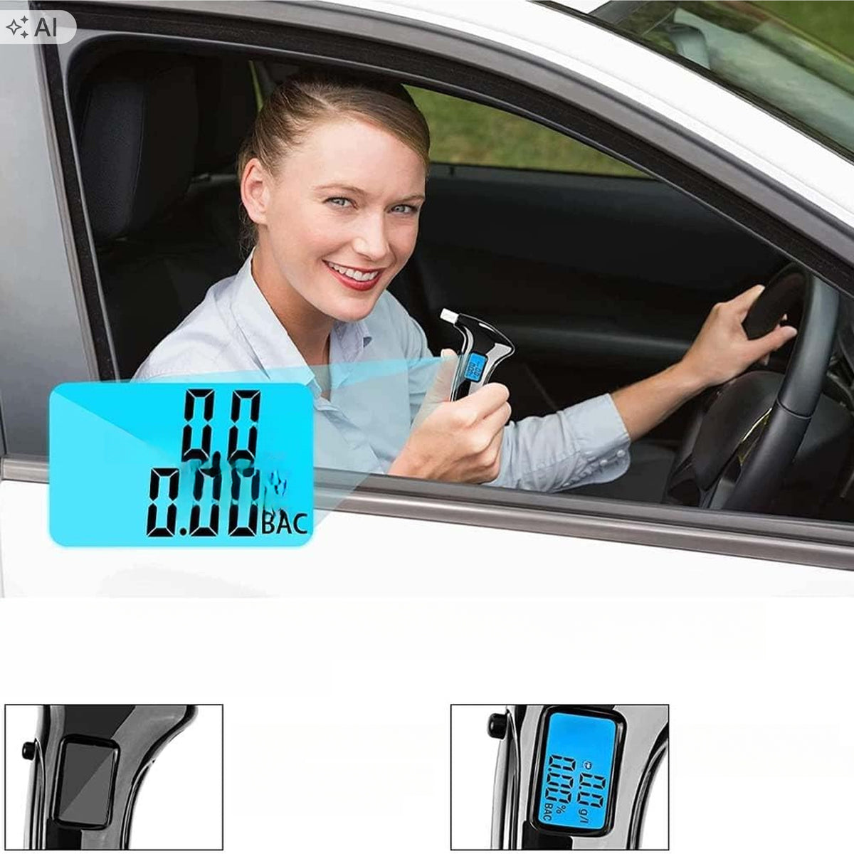 Police Alcohol Tester Digital Breathalyzer With LCD Display 10 Mouthpieces Black Manufacturer code Alkotester Policyjny Alkomat Cyfrowy