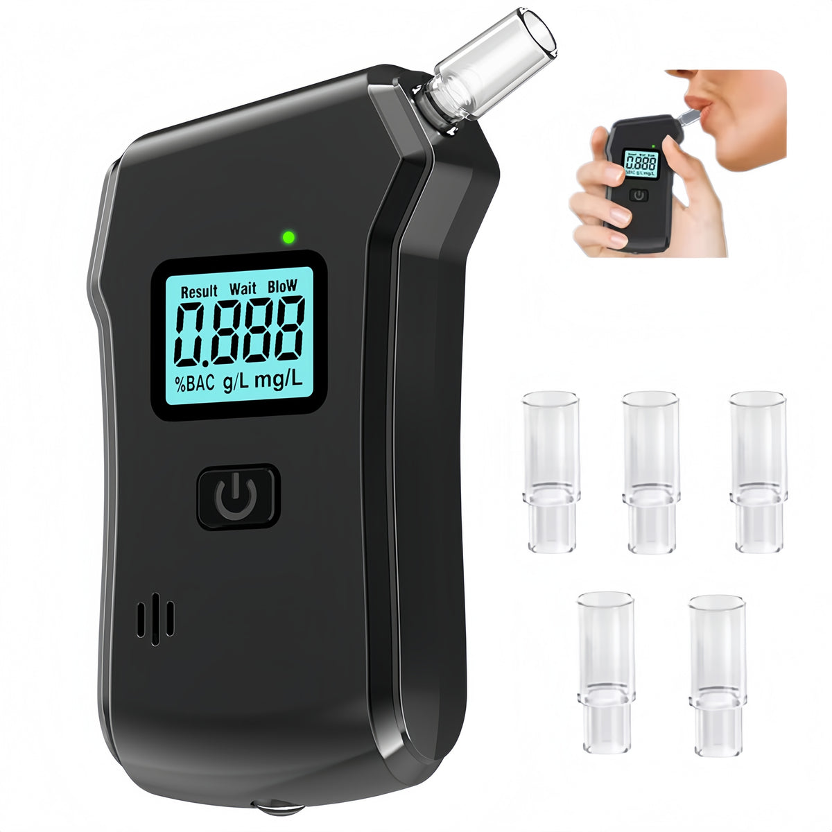 Police Electrochemical Breathalyzer Professional 5x Mouthpieces