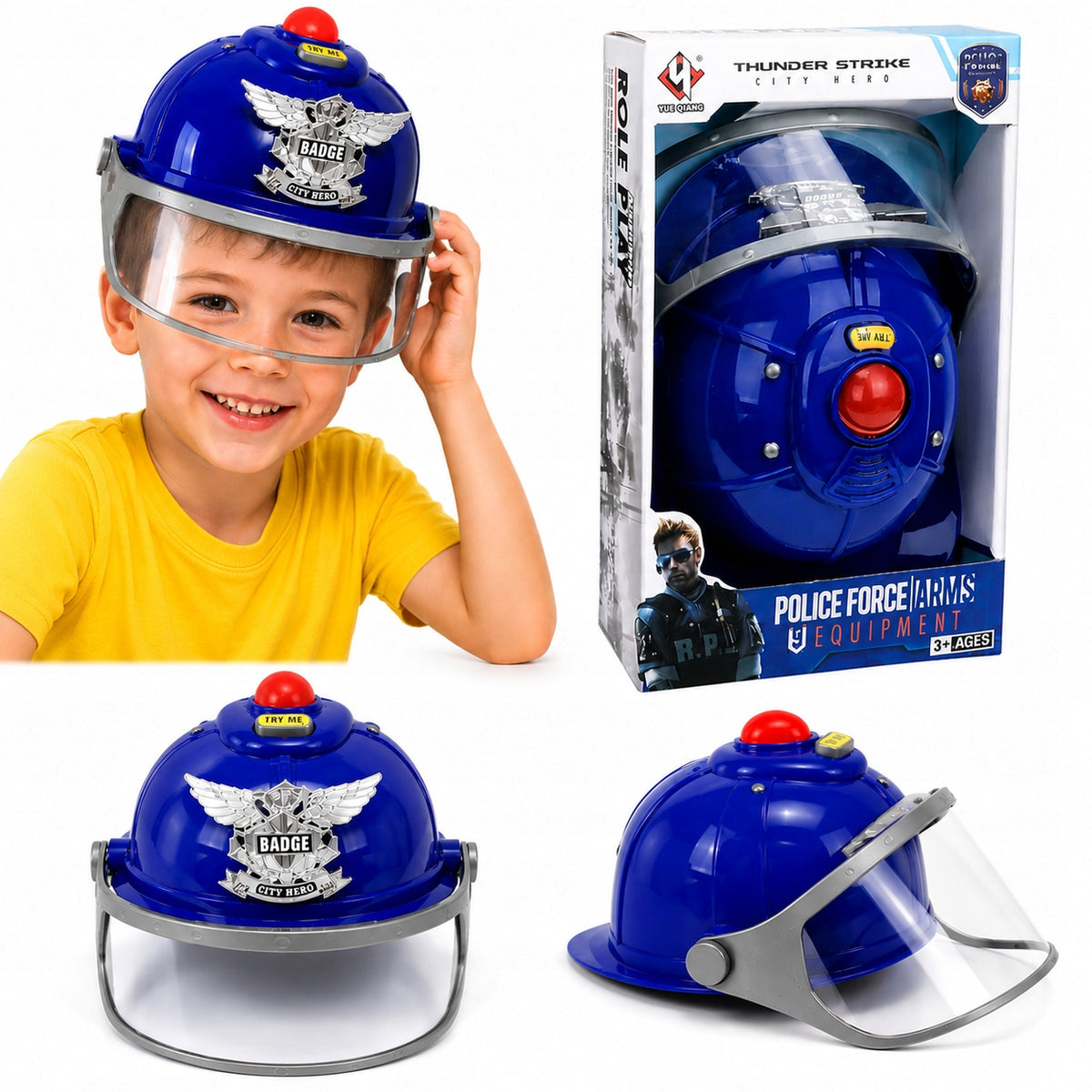 Police Helmet Battery Operated Helmet with Sound and Light for Kids