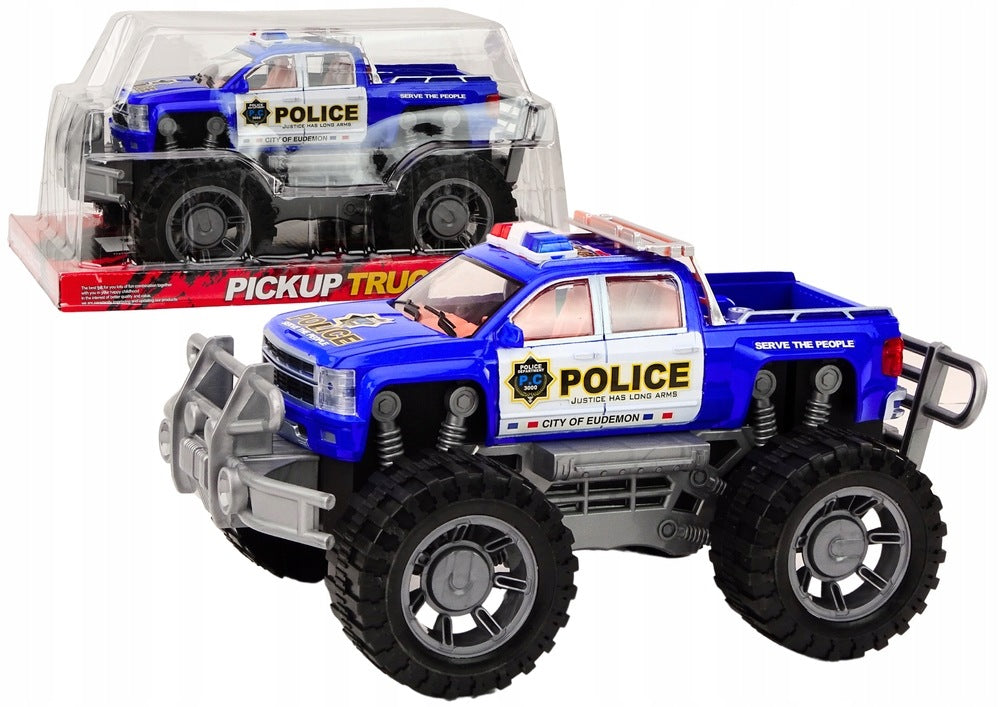 Police car pickup blue with off-road drive for children