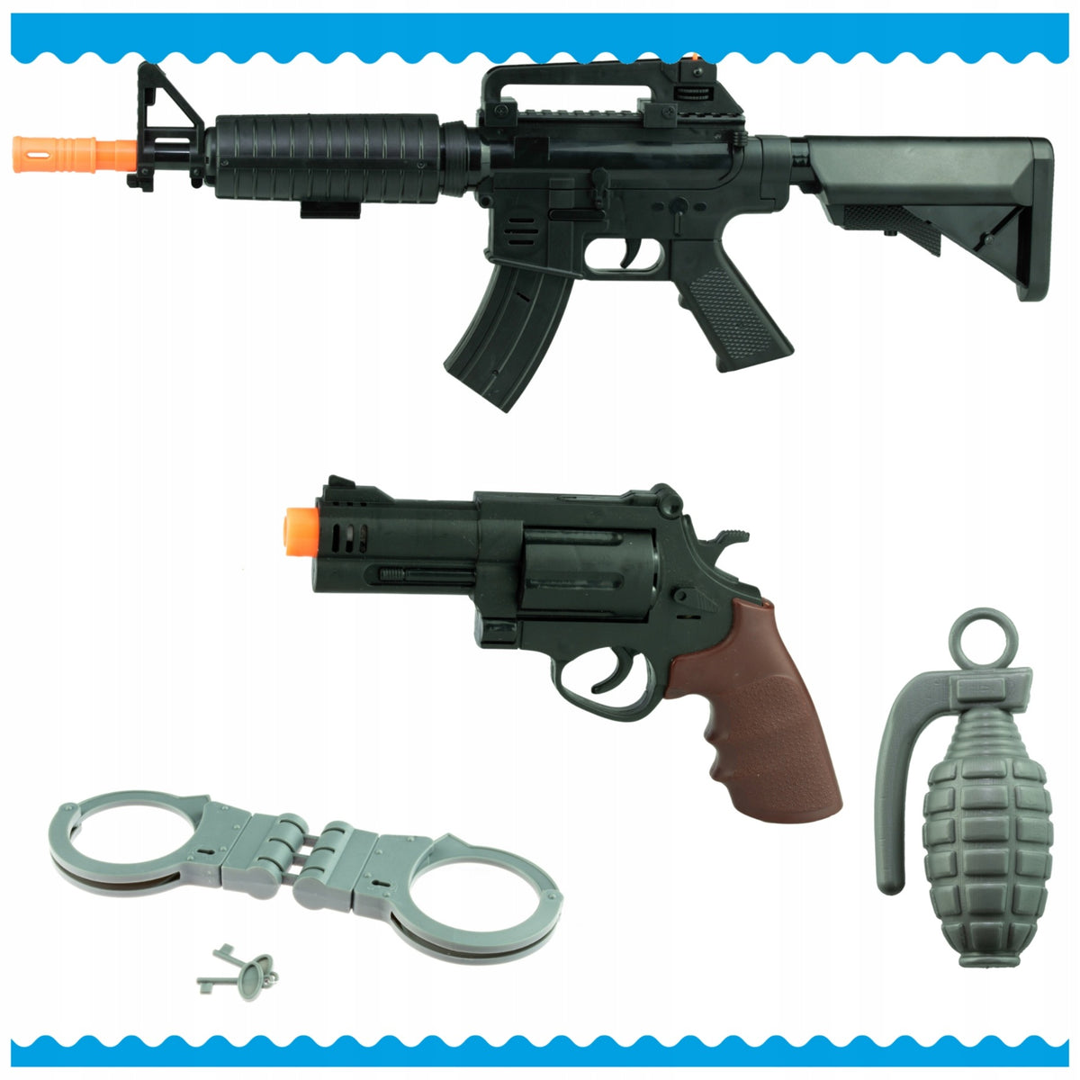 Police set toy rifle gun shooting sounds black Role policeman