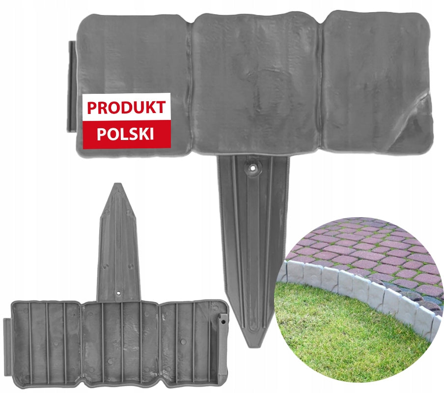Polish Garden edging Stone Curb 2,5m Palisade Fence GREY Solid