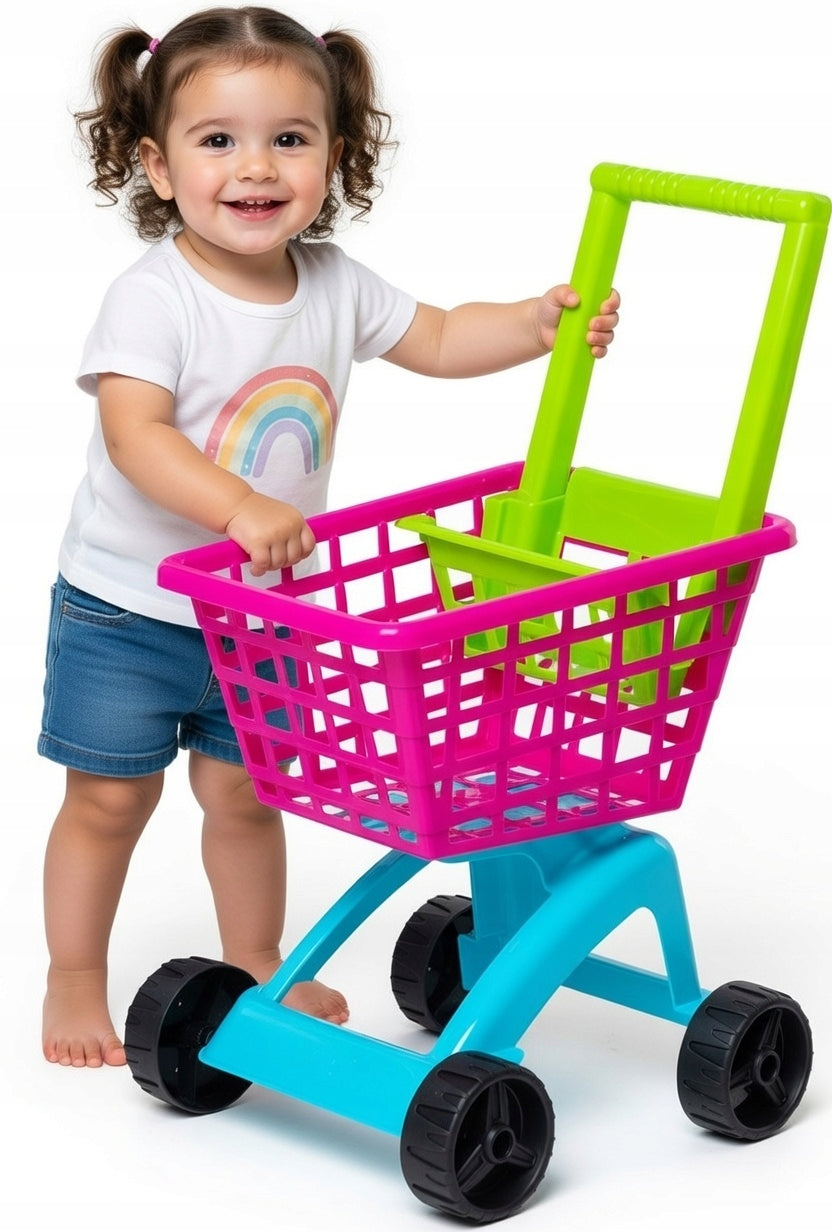 Polish pink toy shopping trolley for children 59 cm – market