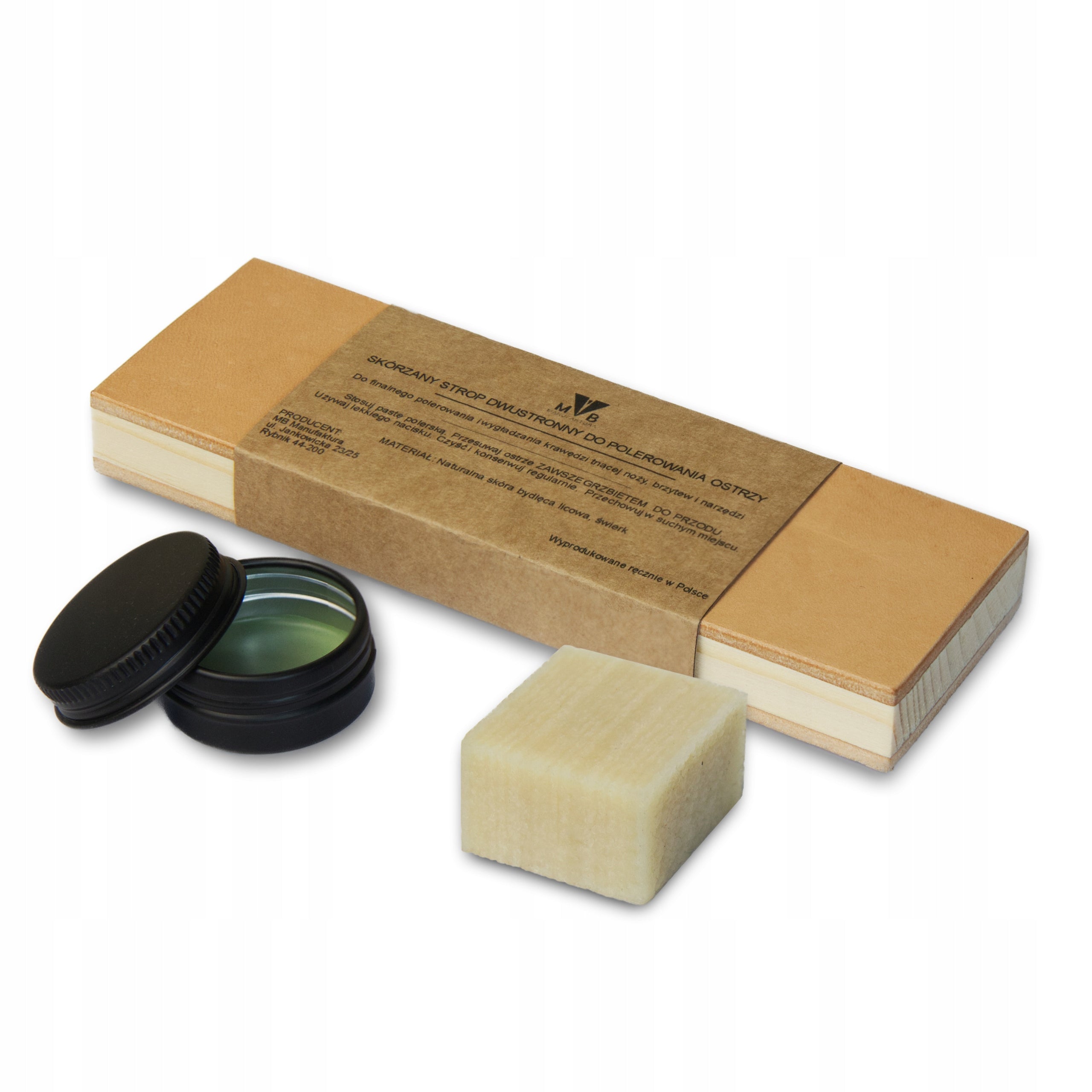 Polishing kit: leather ceiling, diamond paste, cleaning cube