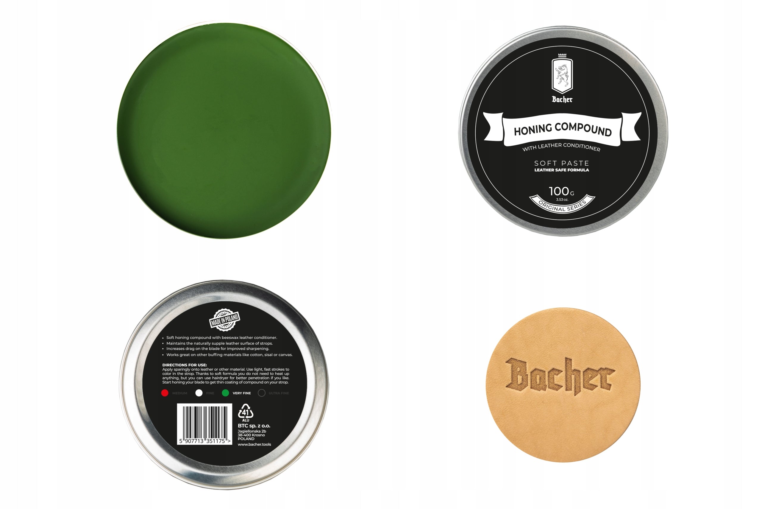 Polishing paste for polishing knives BACHER 8000 green very fine 100g Manufacturer code 5907713351175