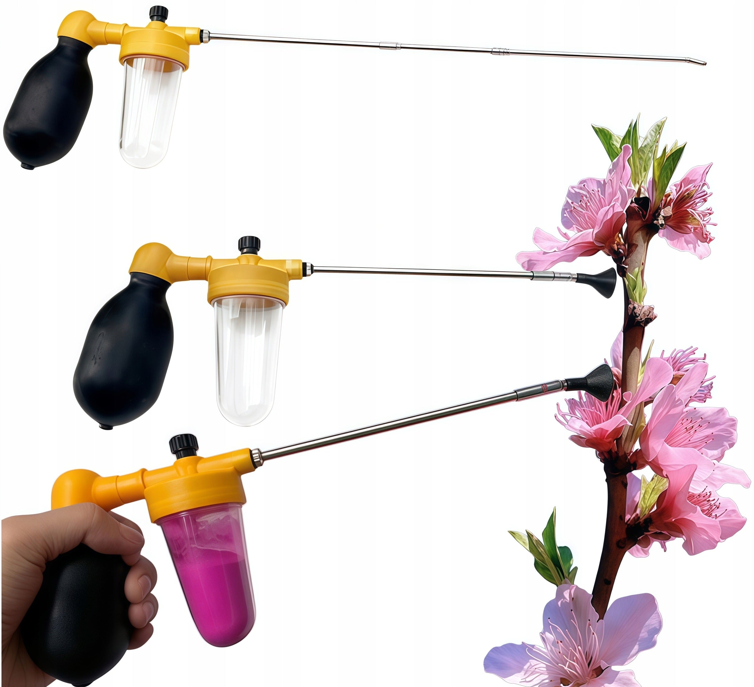 Pollinator for fruit trees pollen applicator telescopic tomatoes steel