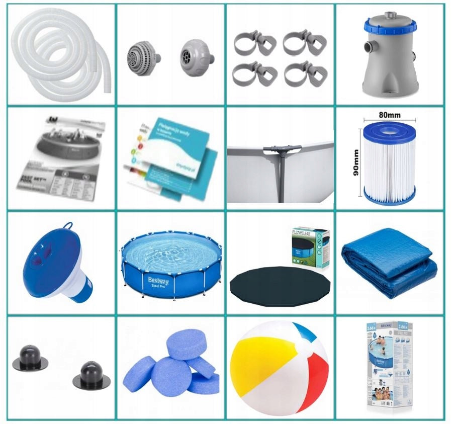 Pool Bestway 305x76 305 x 76 Steel Pro MAX+ Accessories Mega Set 18IN1 Brand Bestway