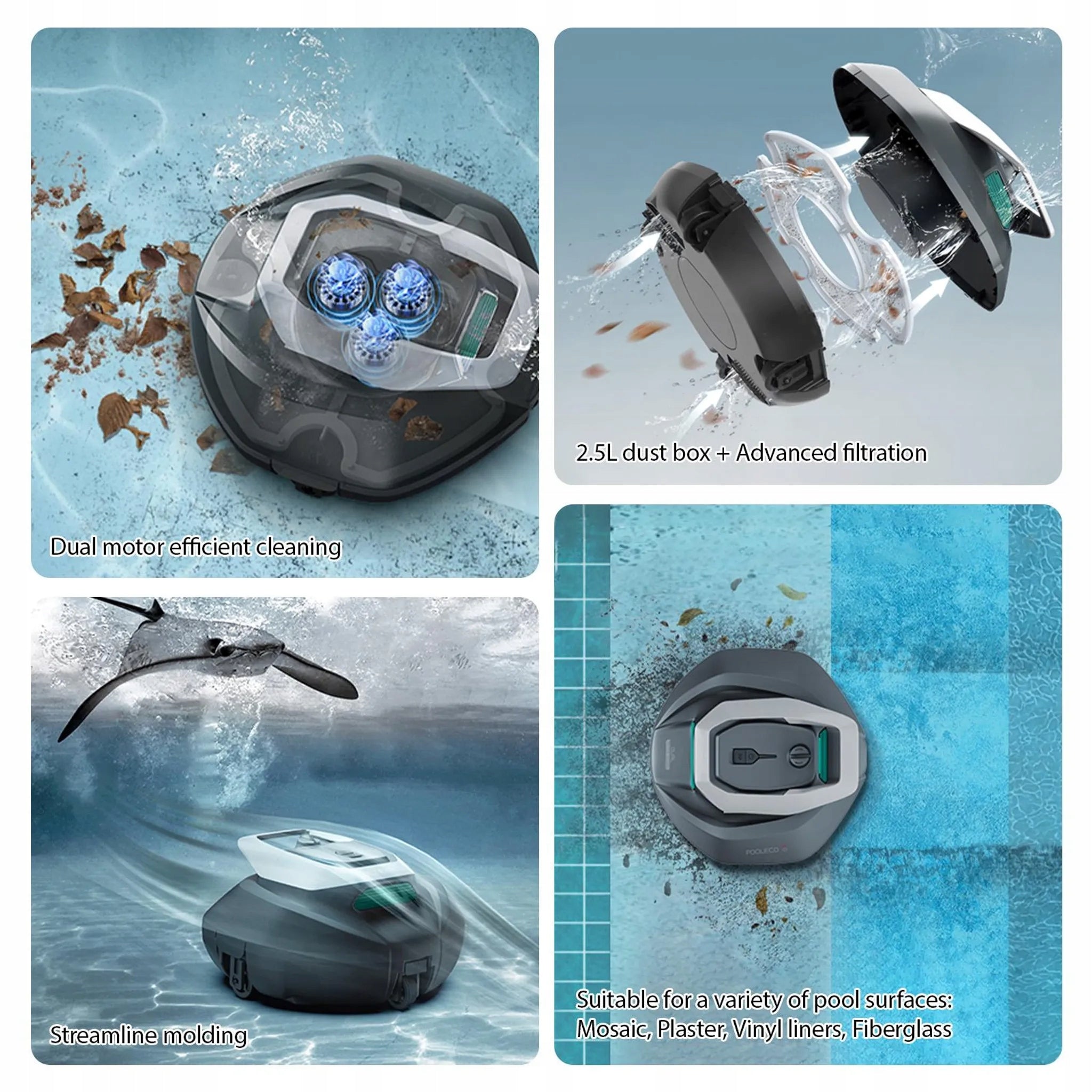 Pool Cleaning Robot Automatic Wireless Pool Washer Manufacturer code POOLECO 10S