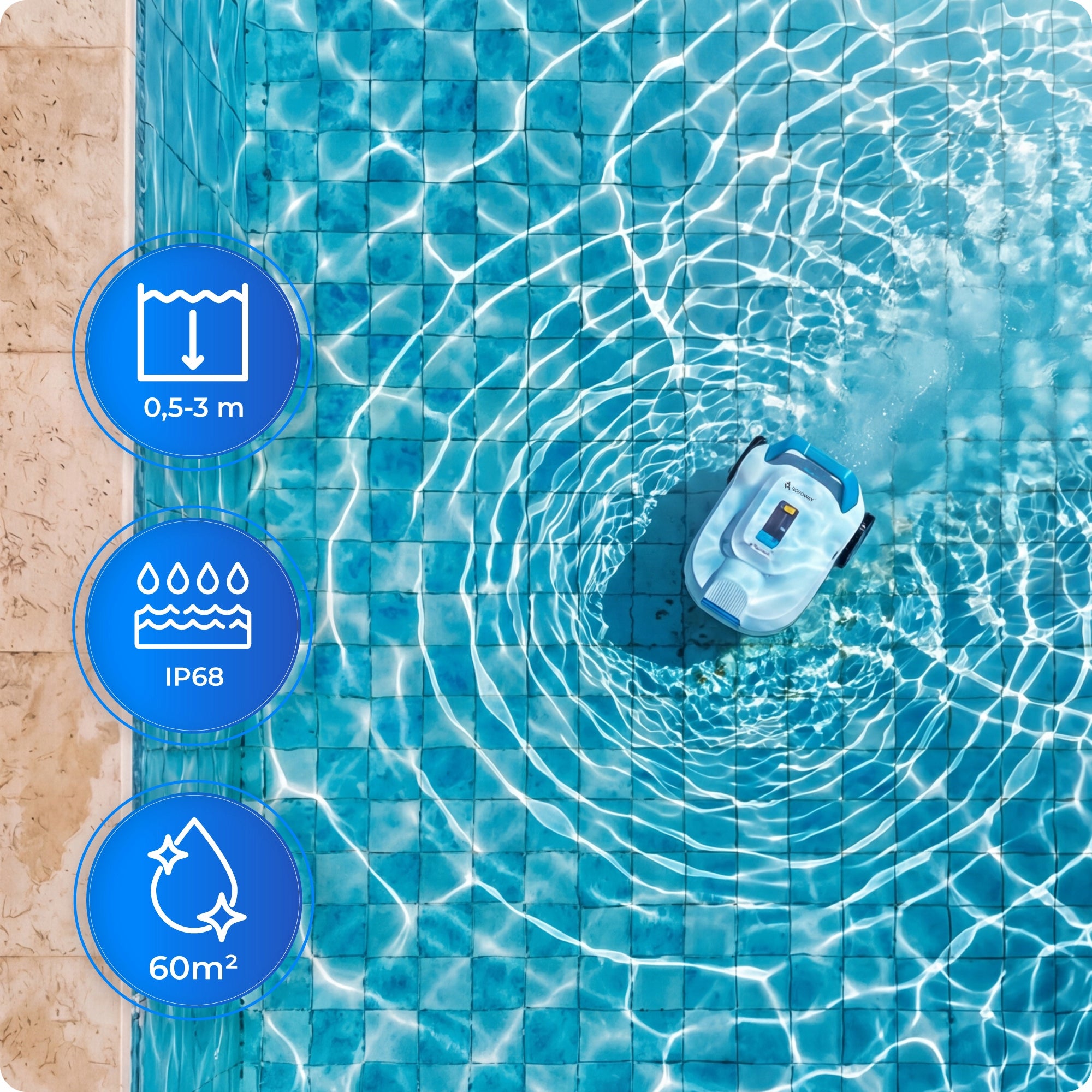 Pool Cleaning Robot Vacuum Cleaner Cordless Cleaning Manufacturer code RW-RB-1