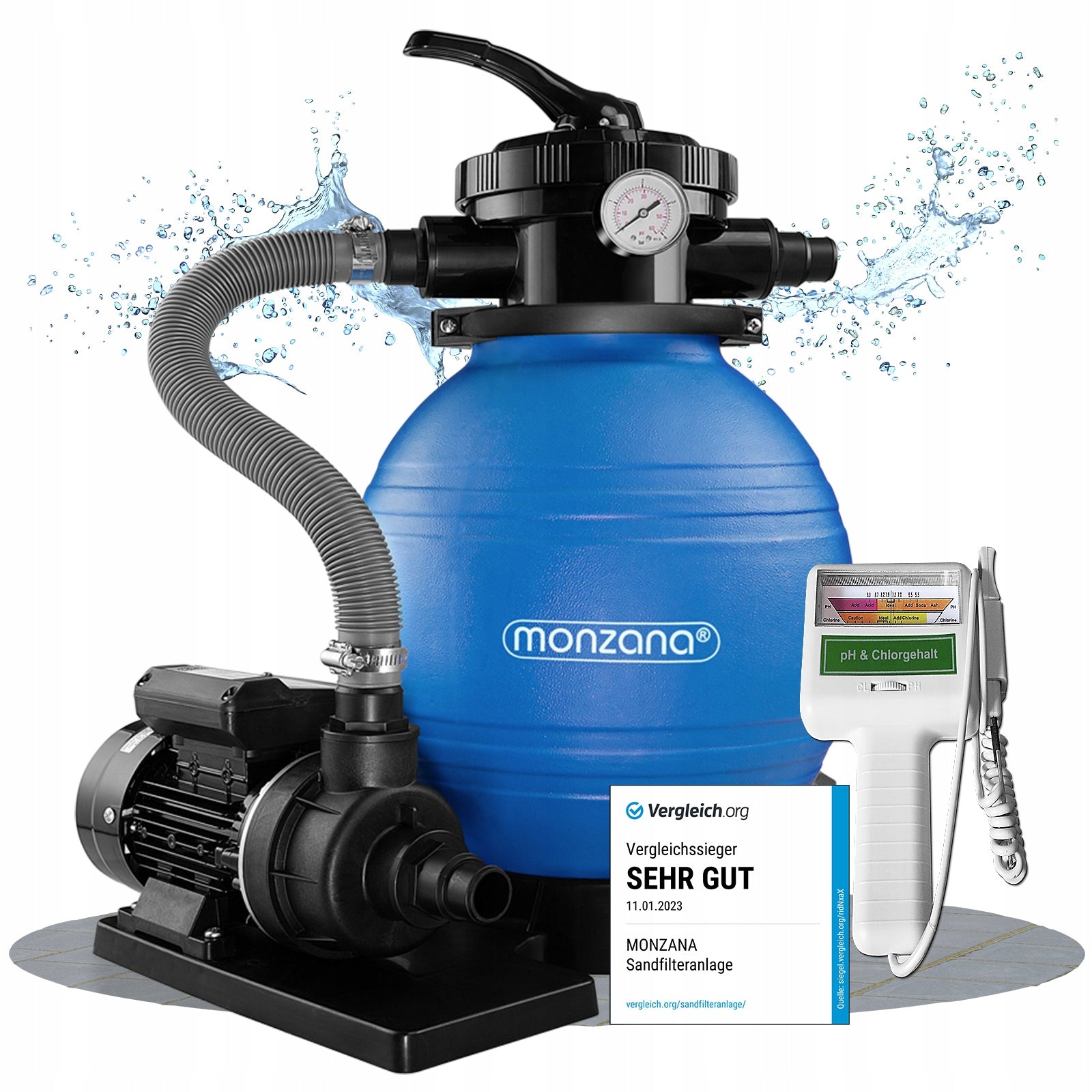 Pool Pump Sand Filter + Pool Water Tester 10200L/h EAN (GTIN) 4250525316834