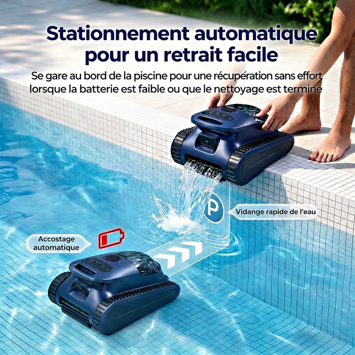 Pool Robot Vacuum Cleaners 45000Pa 180W Bottom Wall Waterline 180 minutes Batteries included yes