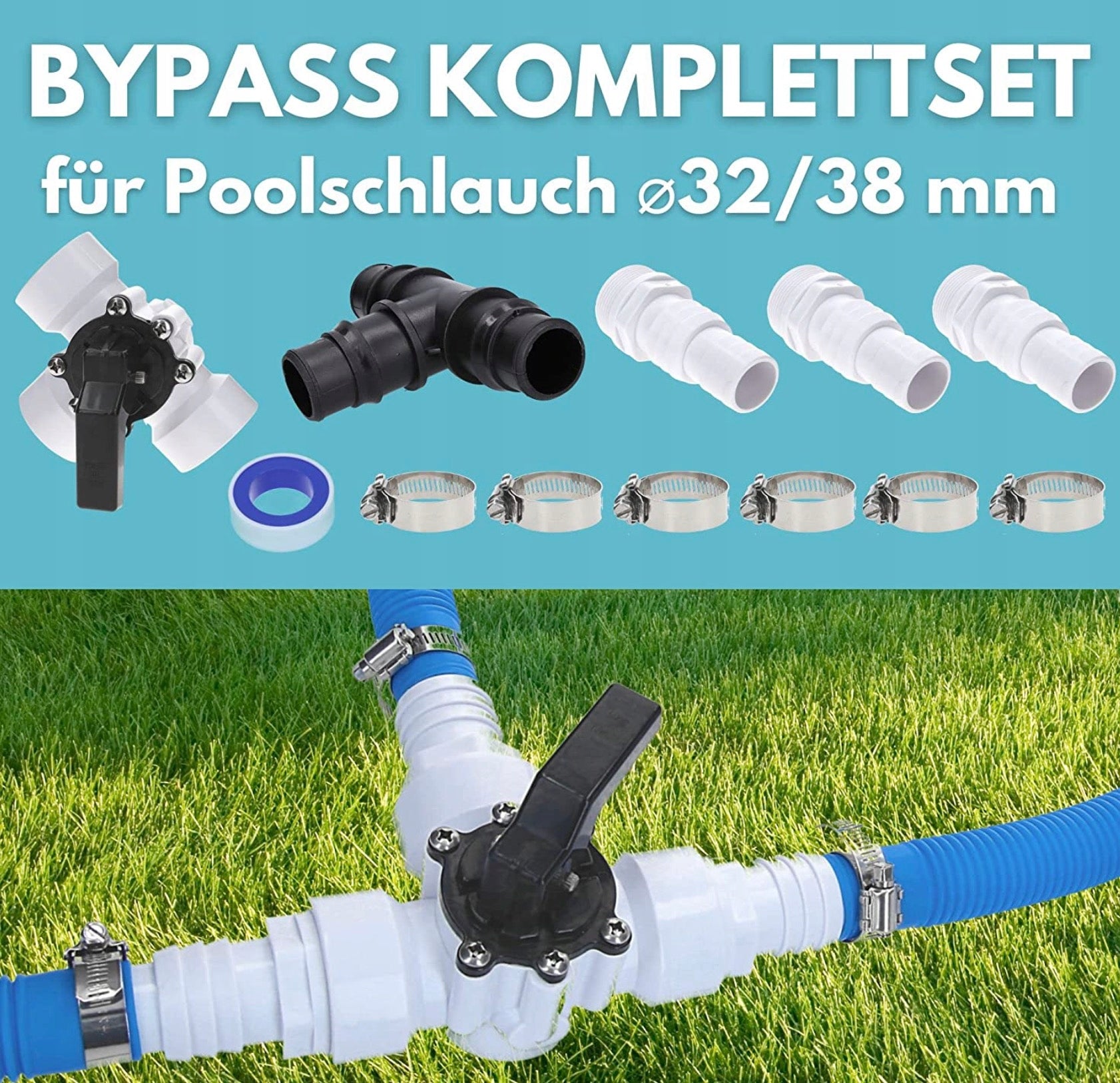 Pool Valve 3-Way CONNECTION 32 and 38mm -- For Pool Hoses Packaging status original
