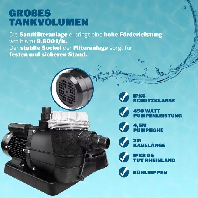 Pool pump sand filter for water 9600 l/h Packaging status original