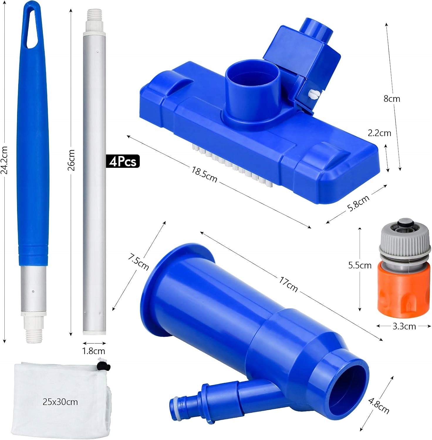 Pool vacuum cleaner bottom cleaning brush 18,5cm + 2 bags Packaging status original