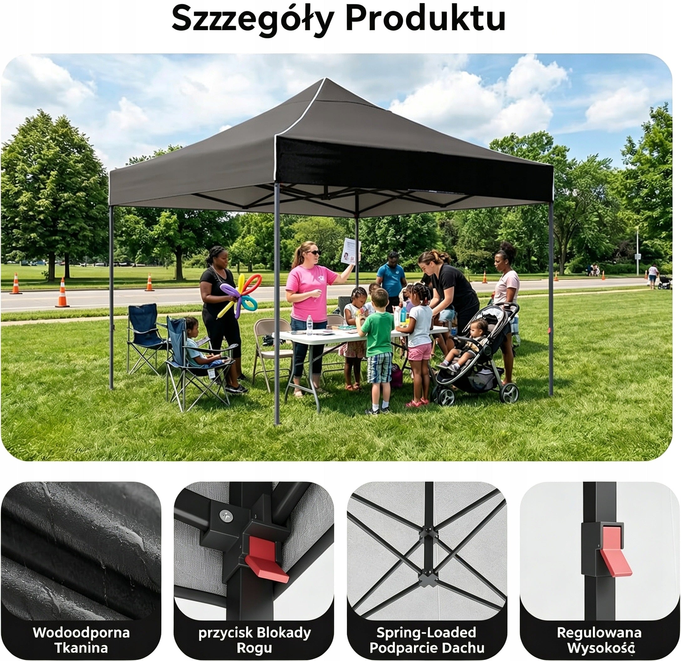 Pop Up Gazebo Tent with 4 Side Walls 3x3m Aoxun, Garden Canopy,Black Manufacturer Aoxun