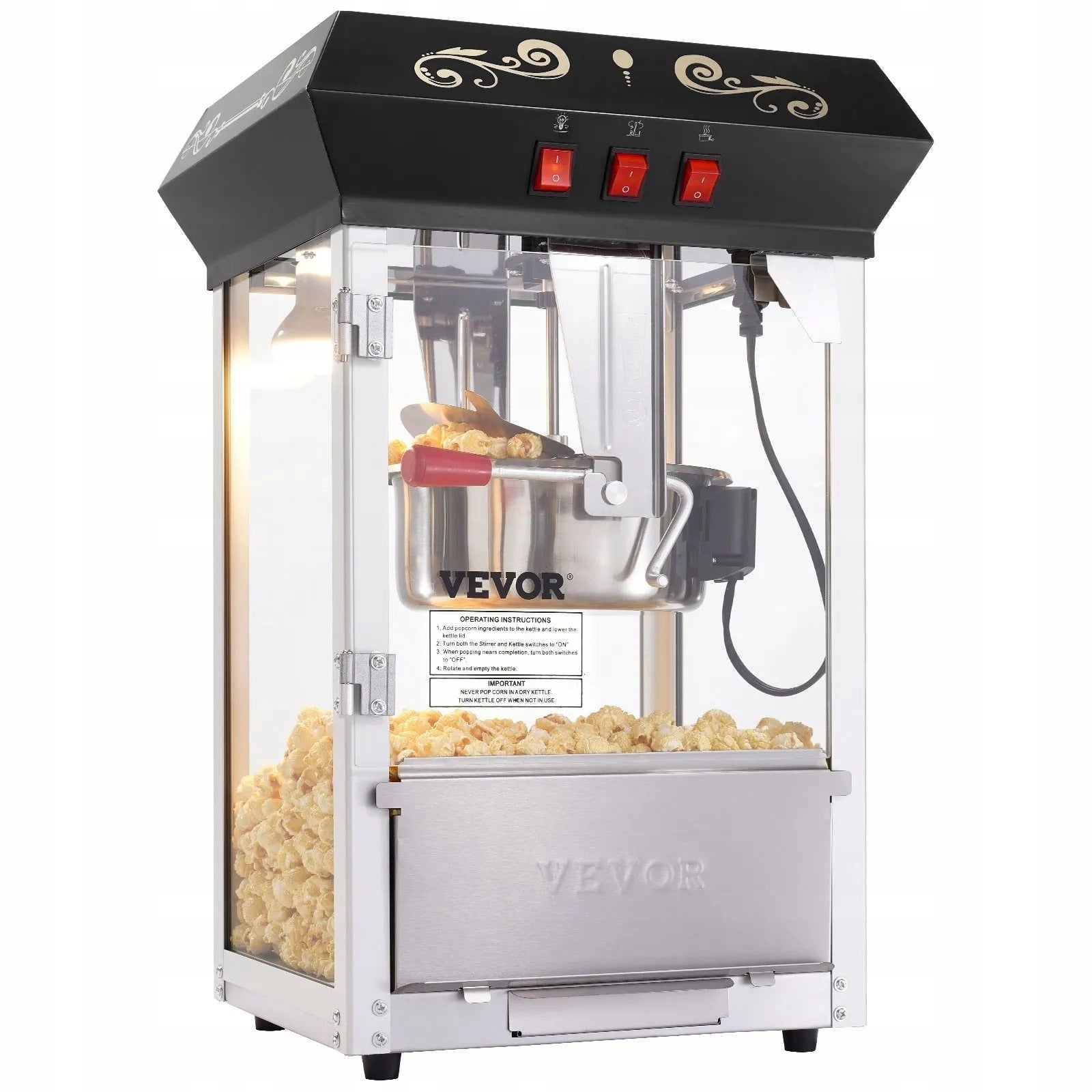 Popcorn Machine Homemade Corn Machine Cinema Strong 850W Black