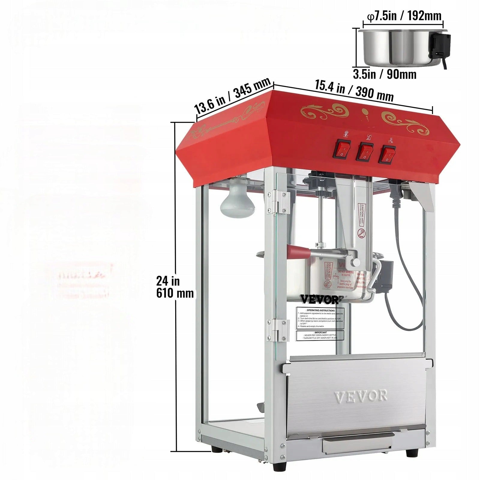 Popcorn Machine Homemade Corn Machine Cinema Strong 850W Red Brand no brand