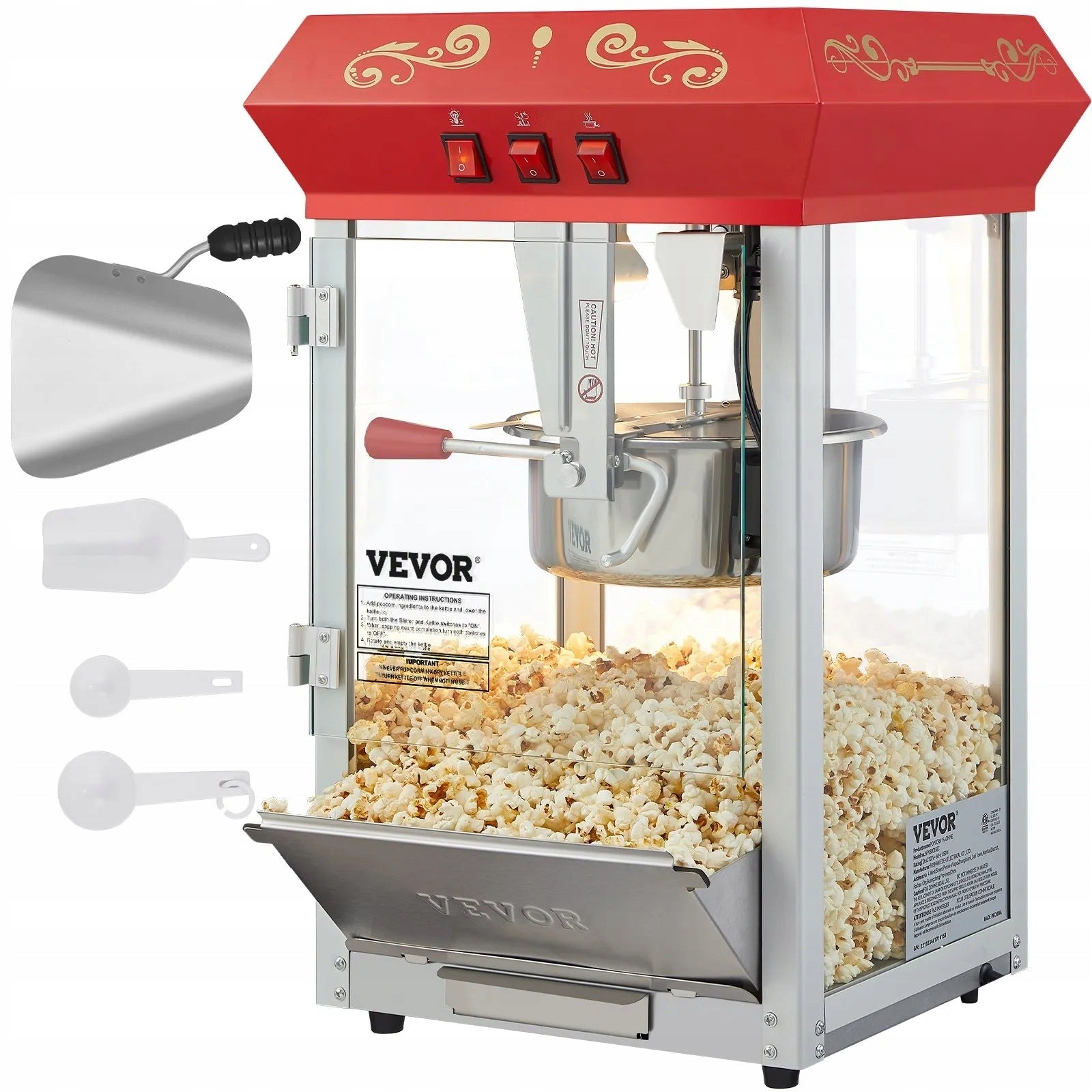 Popcorn Machine Homemade Corn Machine Cinema Strong 850W Red Dominant color red