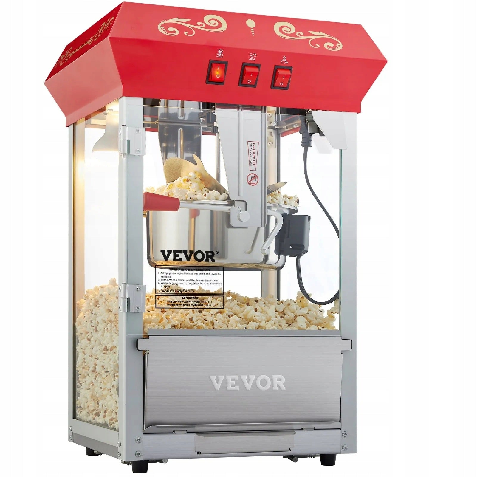 Popcorn Machine Homemade Corn Machine Cinema Strong 850W Red
