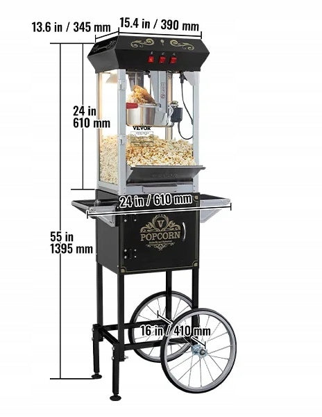 Popcorn Machine With Trolley 850W 8oz Cinema Style Brand no brand