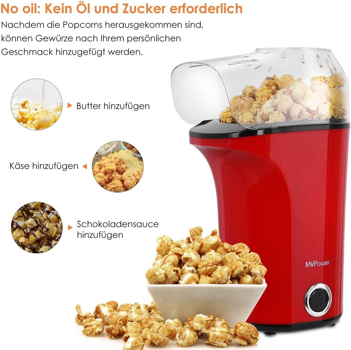 Popcorn machine MVPower BMH-1201A red 1400 W Manufacturer code BMH-1201A